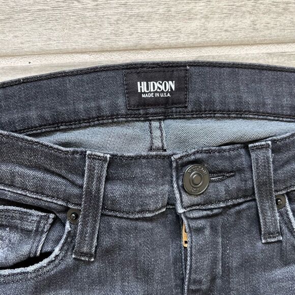 Hudson Black Skinny Jeans With Side Detail and Raw Hem Size 24 or Small - Picture 3 of 3